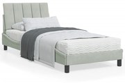 vidaXL Estrutura de cama c/ luzes LED 90x200 cm veludo cinzento-claro