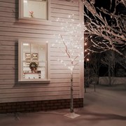 vidaXL Árvore c/ 128 luzes LED 220 cm bétula branco quente