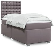 Cama com molas/colchão 90x200 cm couro artificial cinzento