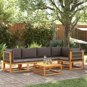6 pcs conjunto de sofás de jardim com almofadões acácia maciça