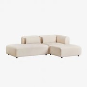 Sofá Modular De Canto De 2 Peças Com Chaise-longue Esquerda E Pufe Fogler Bombazina Crema Linho - Sklum