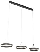 Candeeiro de suspensão preto oblongo com LED regulável em 3 níveis 3 luzes - Lyani Design