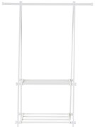 HOMCOM Suporte para Cabide Dobrável com 2 Prateleiras e  1 Barra para Pendurar Roupas para Sala Quarto Entrada 107,5x45x150 cm