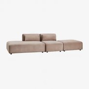 Sofá Modular De 2 Peças Com Chaise Longue Esquerda E Pufe Fogler Bombazina Camelo Castanho - Sklum