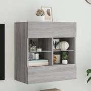 vidaXL Móvel de parede p/ TV c/ luzes LED 58,5x30x60,5 cm cinza sonoma