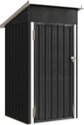 Outsunny Abrigo de Exterior Metálico Abrigo de Jardim com Teto Inclinado Porta com Trinco Ventilaçã 107,5x91x185 cm Cinza Escuro | Aosom Portugal