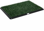 PawHut Sanita para cães 76 x 50,5 cm Banheiro para cães com 2 relvas sintéticas laváveis Sanita para filhotes para cães para varanda casa Preto+Verde | Aosom Portugal