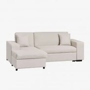 Sofá-cama Chaise Longue Esquerda 3 Lugares Em Tecido Umay Tecido Creme Bege - Sklum