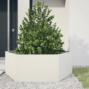 vidaXL Vaso/floreira de jardim hexagonal 138x120x45 cm aço branco