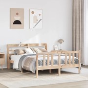 vidaXL Estrutura cama c/ cabeceira 140x190 cm pinho maciço