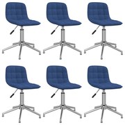 3086795 vidaXL Swivel Dining Chairs 6 pcs Blue Fabric (334055x3)