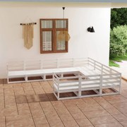 10 pcs conjunto lounge de jardim pinho maciço