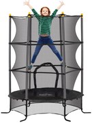 HOMCOM Trampolim para Crianças com Rede de Segurança e Estrutura de Aço para Interiores e Exteriores Carga 50 kg Ø163x190 cm Preto