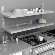 vidaXL Prateleira de parede suspensa 2 níveis 150x30 cm aço inoxidável
