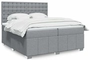 vidaXL Cama com molas/colchão 200x200 cm tecido cinza-claro