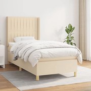 vidaXL Cama com molas/colchão 90x200 cm tecido cor crème