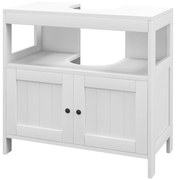 kleankin Móvel para Lavatório Pousar com Armário de 2 Portas Estante Aberto e Estante Ajustável Interior 60x30x60 cm Branco