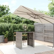 vidaXL Mesa de bar com tampo de vidro 105x80x110 cm vime PE cinzento