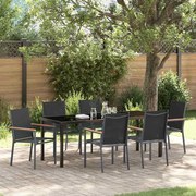 vidaXL Conjunto de Jantar para Jardim 7 Peças Preto em Textileno e Aço