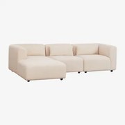 Sofá Modular Chaise Longue Esquerdo De 3 Peças Fogler Chenille Creme Bege - Sklum