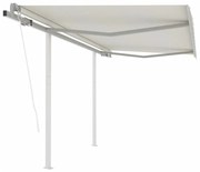 vidaXL Toldo retrátil automático com postes 3,5x2,5 m cor creme