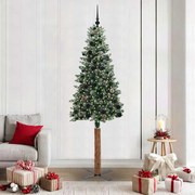 vidaXL Árvore de Natal Slim com 300 LEDs com suporte Verde 210 cm