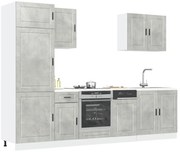 7 peças armário de cozinha conjunto Kalmar cinzento cimento