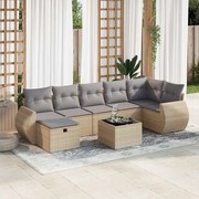 vidaXL 8 pcs conjunto de sofás p/ jardim com almofadões vime PE bege