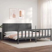 Estrutura de cama com cabeceira 200x200 cm madeira maciça cinza