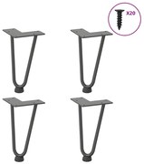 vidaXL Pernas de grampo para mesa de centro 4 peças antracite 20 cm aço maciço