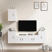 vidaXL 5 pcs conjunto móveis de TV madeira processada branco brilhante