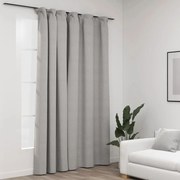 vidaXL Cortinas opacas aspeto linho com ganchos 290x245 cm cinzento
