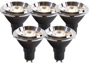 Conjunto de 5 lâmpadas LED AR70 GU10 6W 2000K-3000K dim a quente