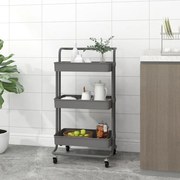 vidaXL Carrinho cozinha c/ 3 prateleiras ferro/ABS 42x35x85 cm cinza