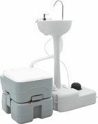 vidaXL Conjunto de Banheiro para Acampamento 2 pcs Cinzeto
