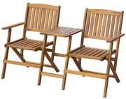 vidaXL Banco de jardim dobrável com mesa acácia maciça 140 cm