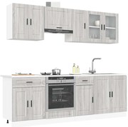 vidaXL 8 peças armário de cozinha conjunto Kalmar cinza sonoma