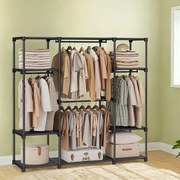 Guarda Roupa aberto com 4 compartimentos 43 x 151 x 166 cm preto