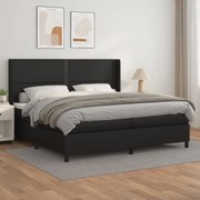 vidaXL Cama com molas/colchão 200x200 cm couro artificial preto