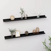 vidaXL Prateleiras de parede 2 pcs 100x9x3 cm preto