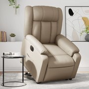 vidaXL Poltrona reclinável elevatória elétrica couro artif. cappuccino