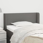 Cabeceira de cama c/ abas tecido 103x16x78/88cm cinzento-escuro