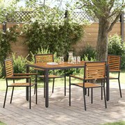 vidaXL Conjunto de Jantar para Jardim 5 Peças Rattan Preto com Poliéster e Madeira de Acácia