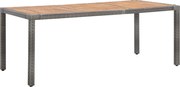 vidaXL Mesa de jardim 190x90x75 cm vime PE/madeira acácia maciça cinza