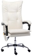 vidaXL Cadeira de escritório c/ função massagem couro artificial creme