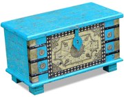 vidaXL Arca de arrumos madeira de mangueira 80x40x45 cm, azul