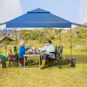 Tenda dobrável instantânea 3x3m ao ar livre com duas meias laterais com pesos e bolsa transporte portátil ajustável em altura para acampamento Azul