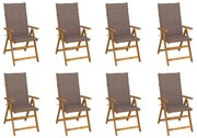 vidaXL Cadeiras de jardim dobráveis c/ almofadões 8 pcs acácia maciça