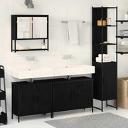 vidaXL Conjunto de Móveis para Banheiro 4 pcs Preto Madeira processada