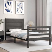 Estrutura de cama com cabeceira 100x200cm madeira maciça preto